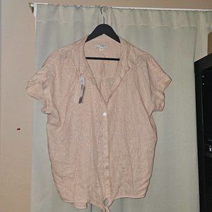 Jachs Girlfriend Linen Blend Tie-front Shirt